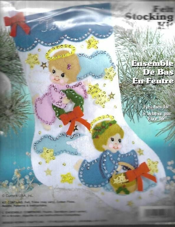 NIP!!! FELT KIT ANGEL FELT STOCKING 16" MUST SEE!!