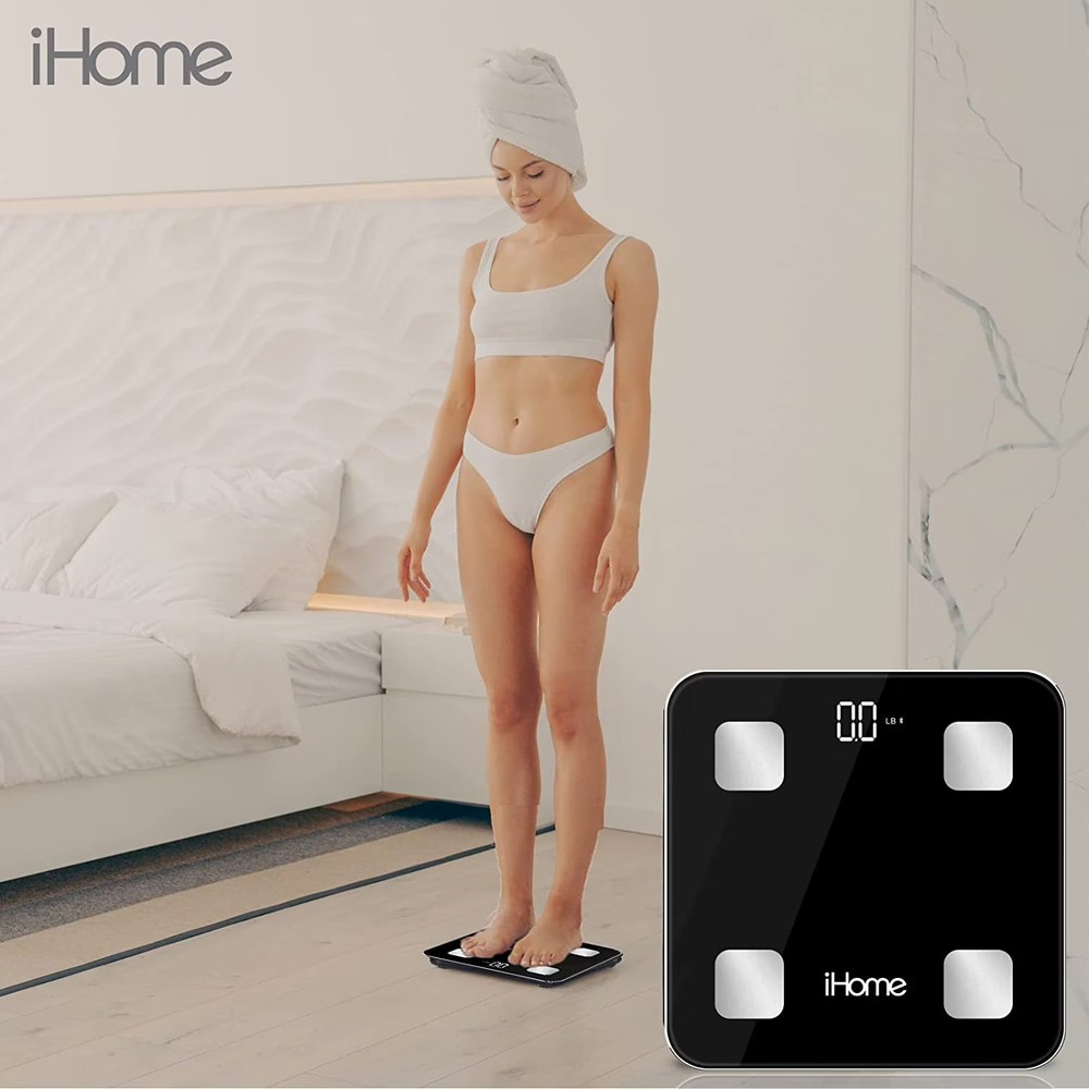 iHome Smart Bluetooth Digital Battery Powered Scale, Black