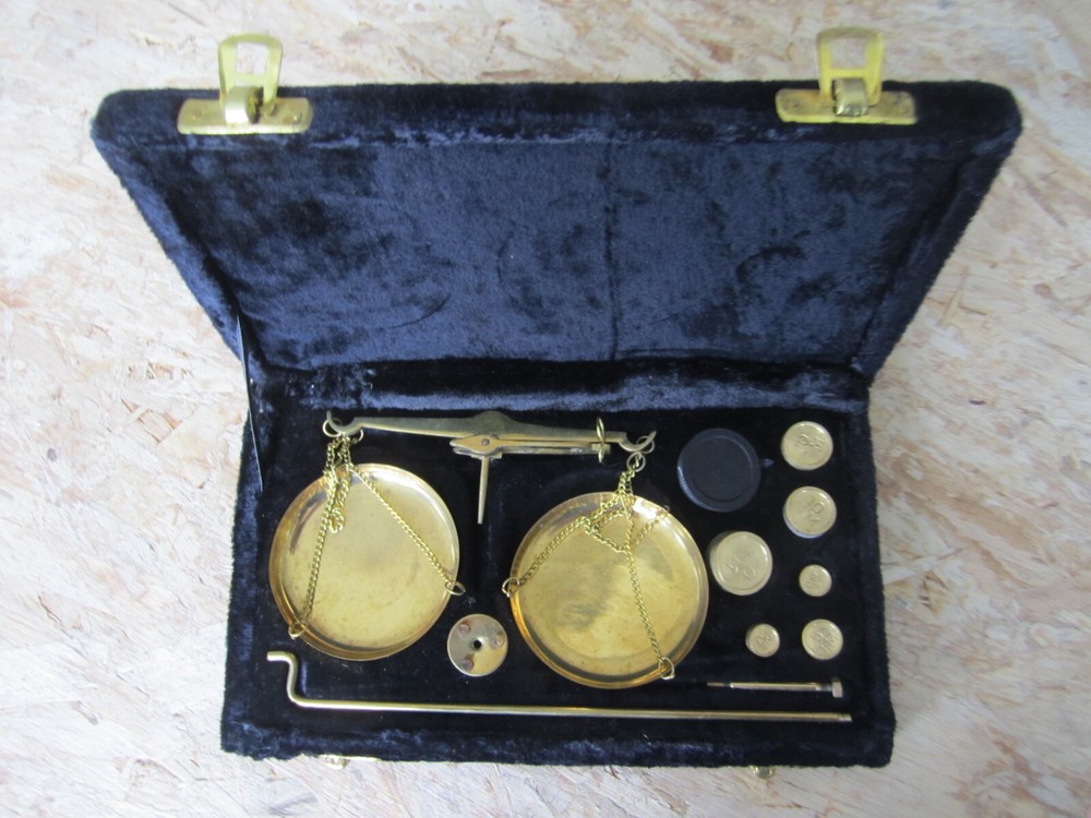 Small hanging scale (with weights) in carrying case