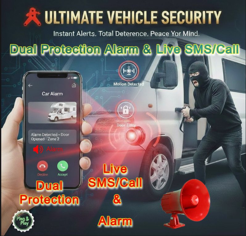 Camper Van Remote Alarm Security System Wireless Mobile Call/SMS Real Time Alert