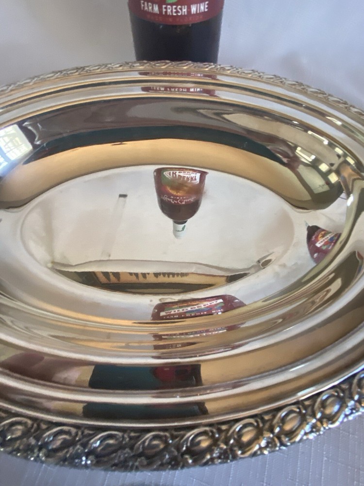Vintage Silver Plate Decorative Oval Serving Dish Bowl/Lid