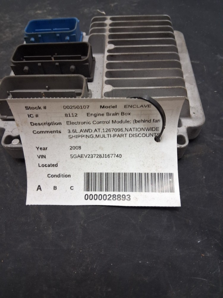 BUICK ENCLAVE Engine Brain Box Electronic Control Module; (behind fan shroud),