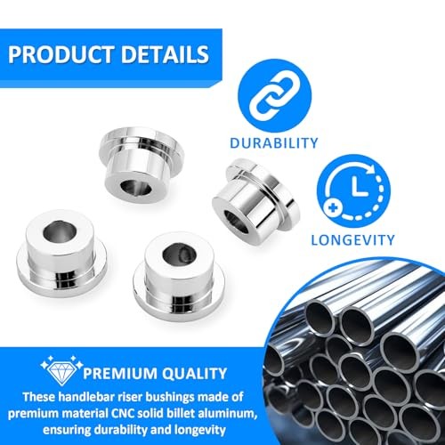 CNC Handlebar Riser Bushings Solid Billet Aluminum Compatible with Chrome