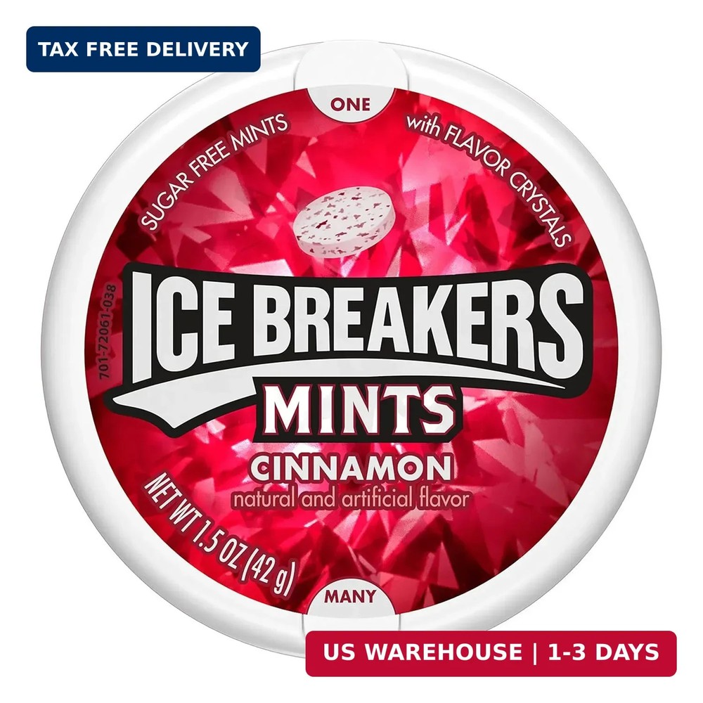 Ice Breakers Cinnamon Sugar Free Mints Tins, 1.5 oz (8 Count)