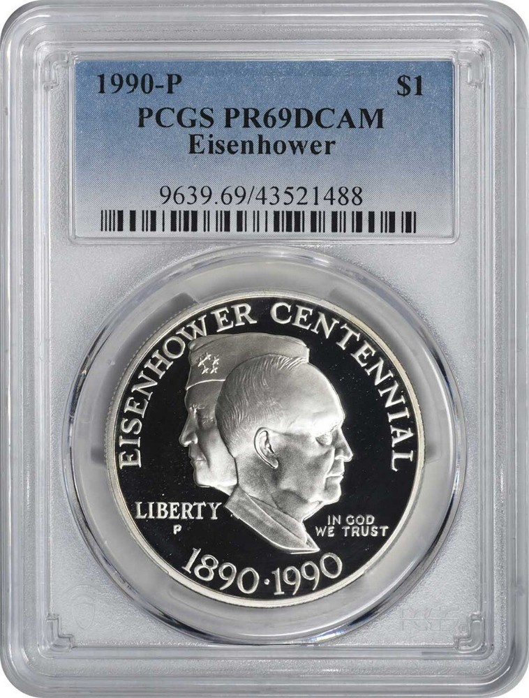 1990-P Eisenhower Ike Silver Commemorative Dollar PR69DCAM PCGS Proof 69 DC