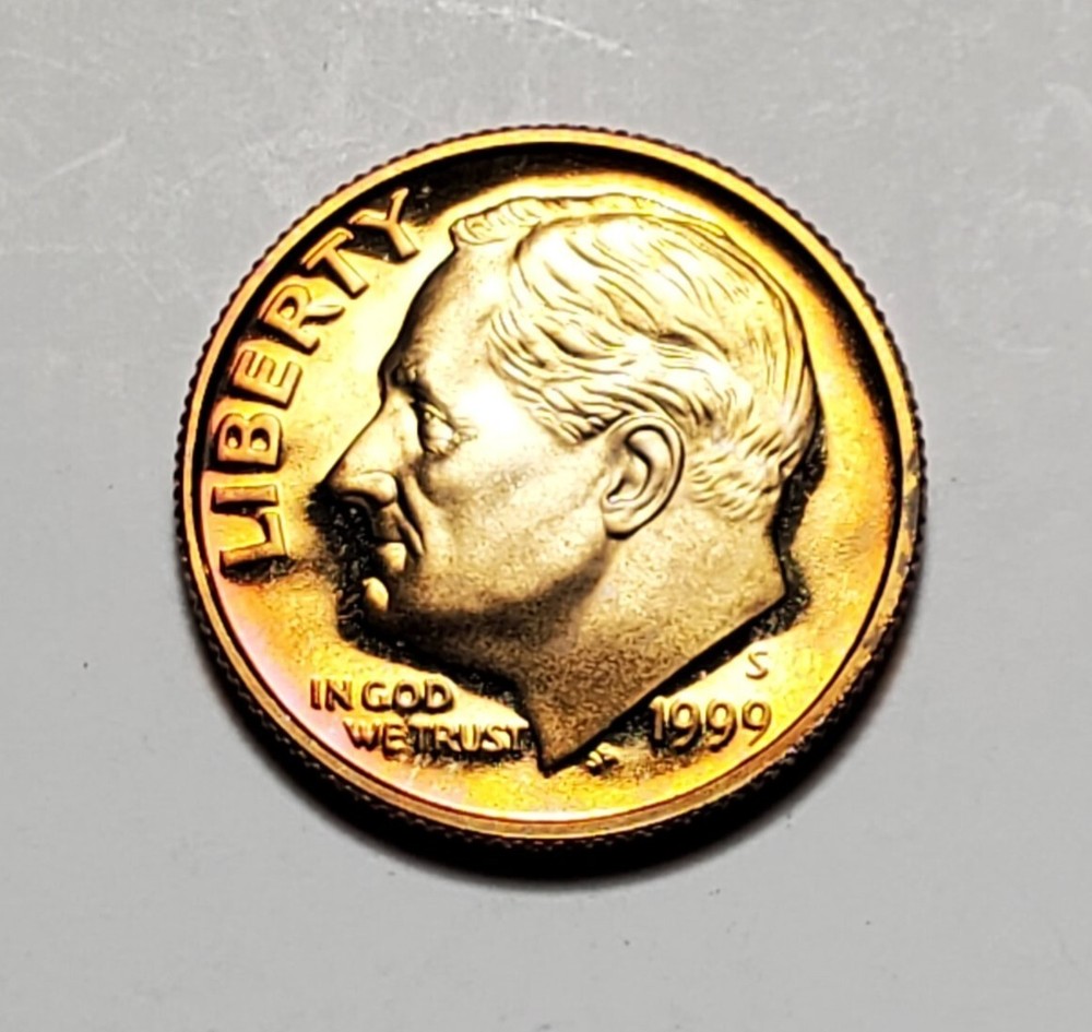 TONED 1999 S ROOSEVELT DIME CLAD PROOF UNC #C7669