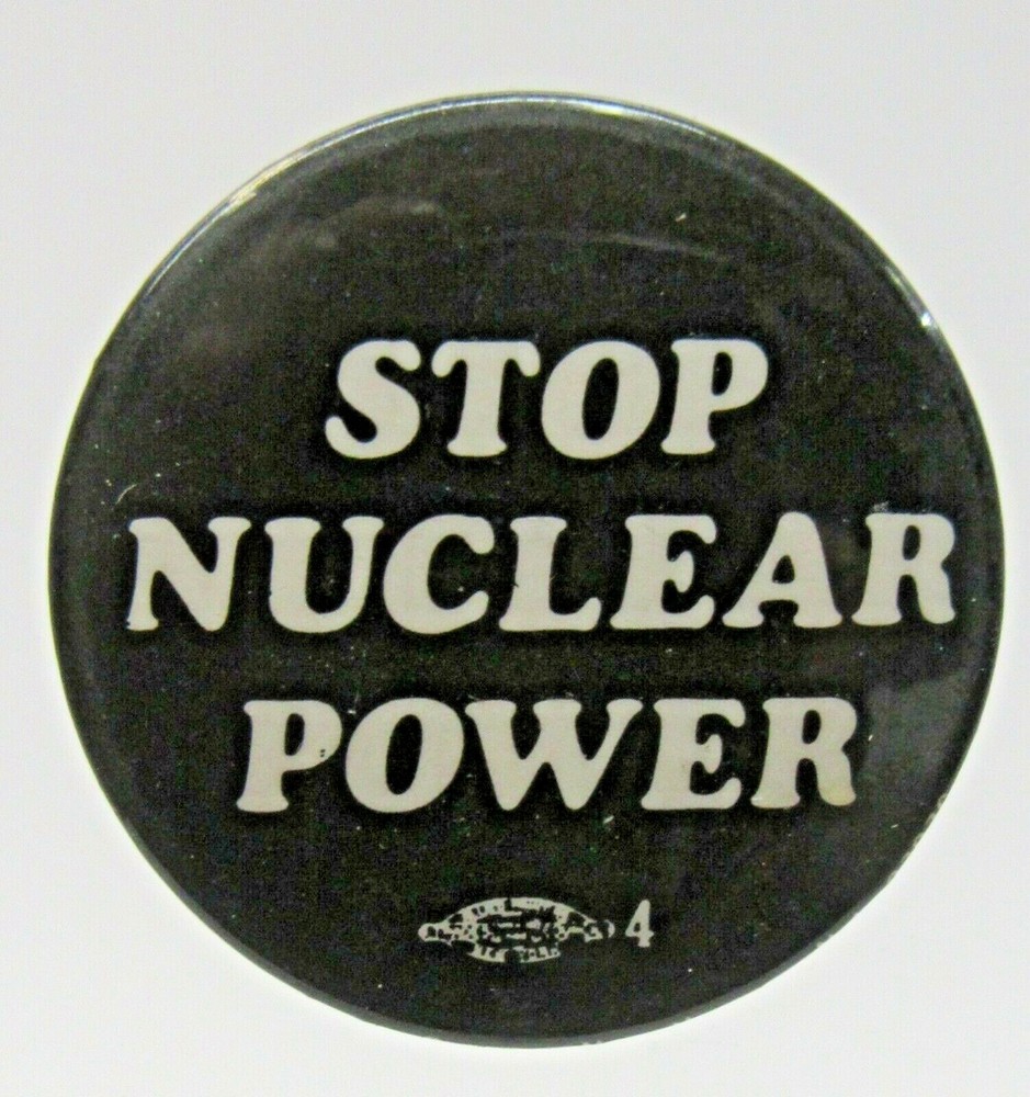 STOP NUCLEAR POWER Hippie activist cause protest 1.25" pinback button a2