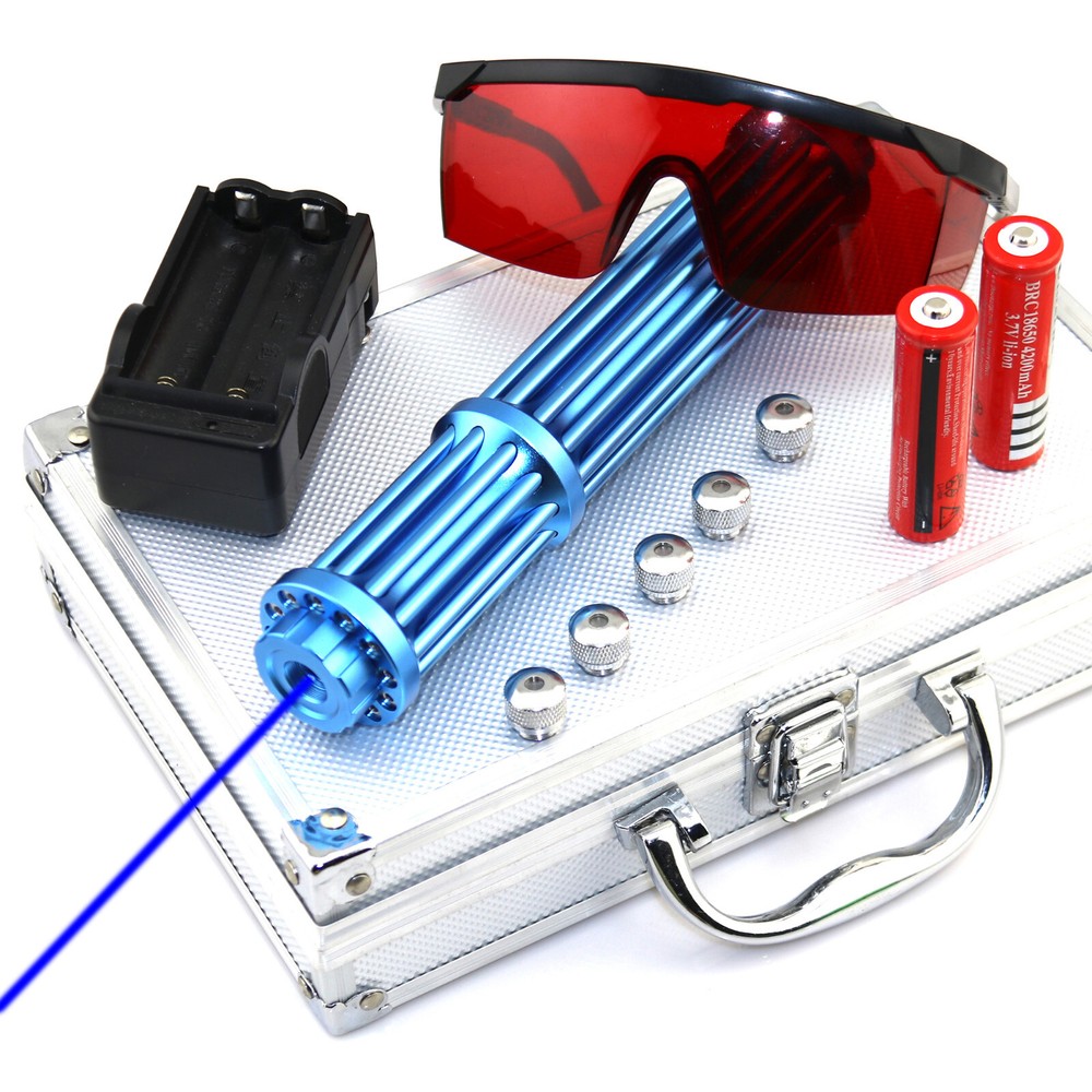 Blue Laser Pointer Adjustable Focus 450nm-5000 Visible Beam Dot Laser +Case