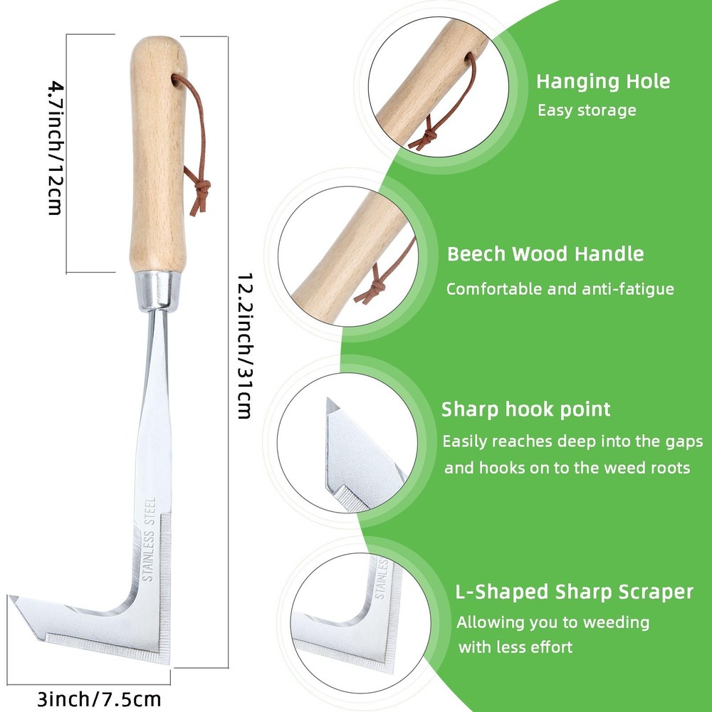 Crack Weeder Crevice Weeding Tool With Upgrade Sharp Hook Point Lshaped Weed Pul