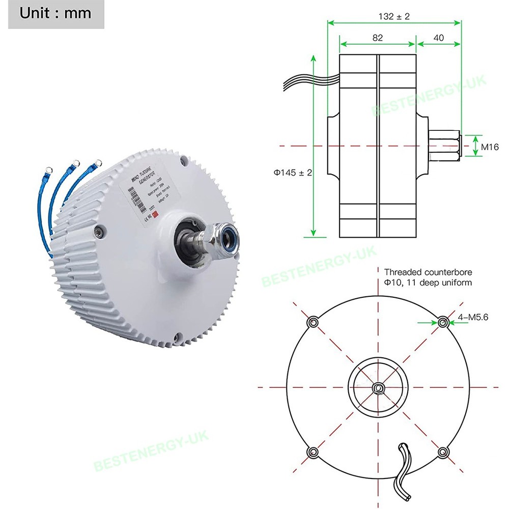 3KW 3-Phase Gearless Permanent Magnet Generator Alternator Motor 48V Controller