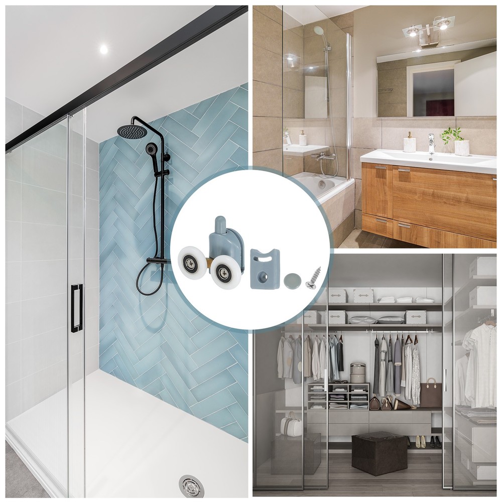 25mm Grey Plastic Double Shower Door Rollers Set