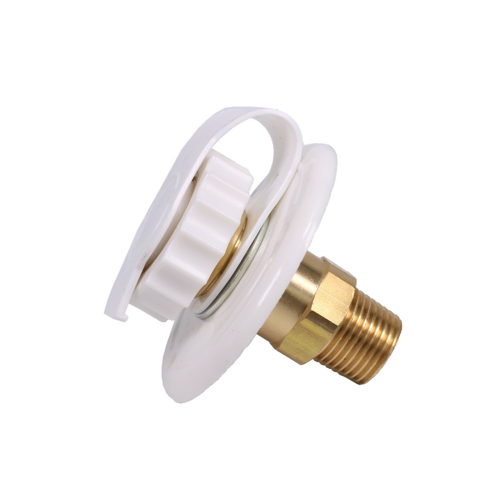 white RV CITY WATER FILL Inlet flange BRASS w/Check Valve For Trailer Marine