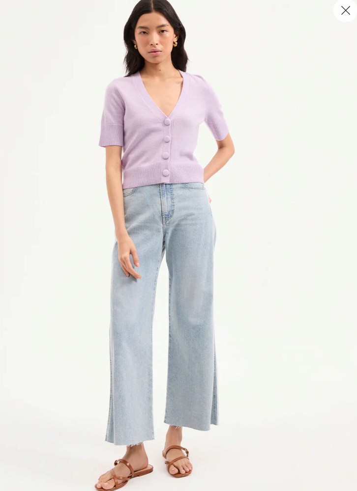 Solene Short-Sleeve Cashmere Cardigan