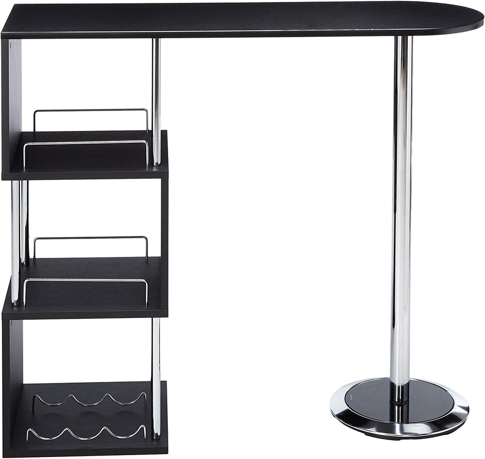 - Minorca Modern Wine Bar Table W/Shelves (Black)