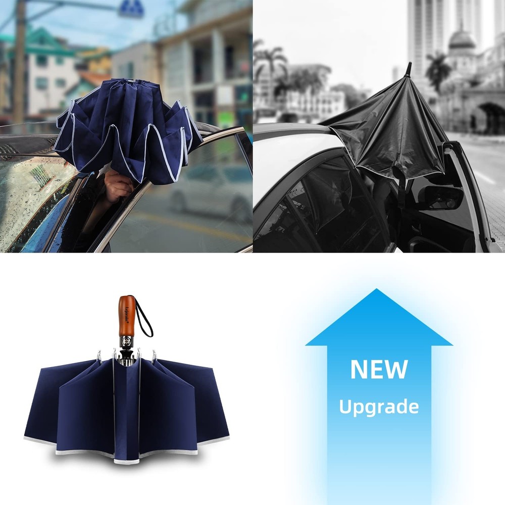 Large Inverted Golf Umbrella Windproof Reverse Folding Auto Umbrella