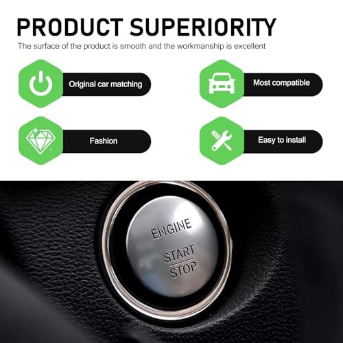 Car Engine Start Stop Button Switch, Vehicle Start Button Replacement Part,
