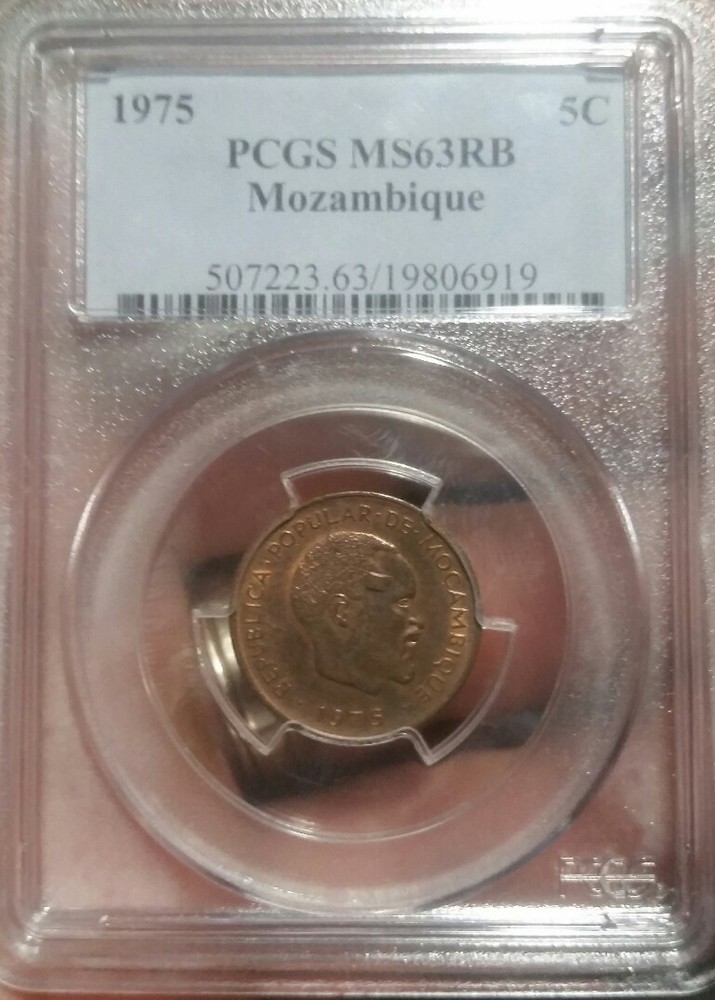 1975 MOZAMBIQUE 5C Five Centimos.  PCGS MS63RB