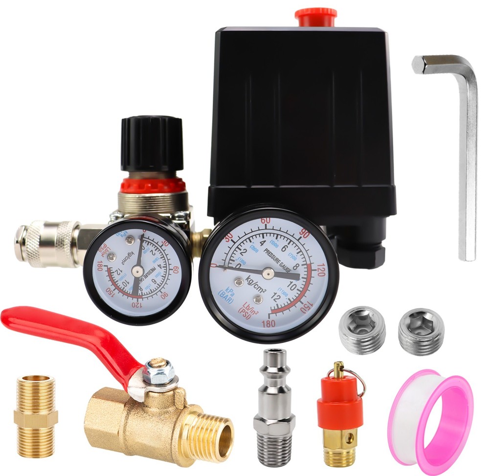 Air Compressor Pressure Switch Control Valve, 90-120PSI Pressure Regulator