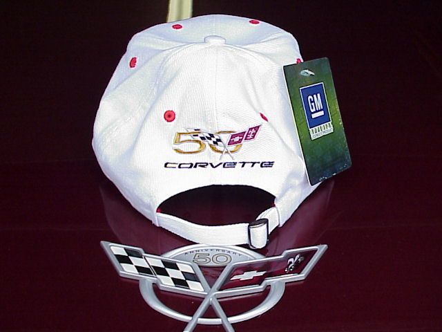 Corvette 50th Anniversary Limited Edition Cap Hat - '53 Version White/Red #1638!