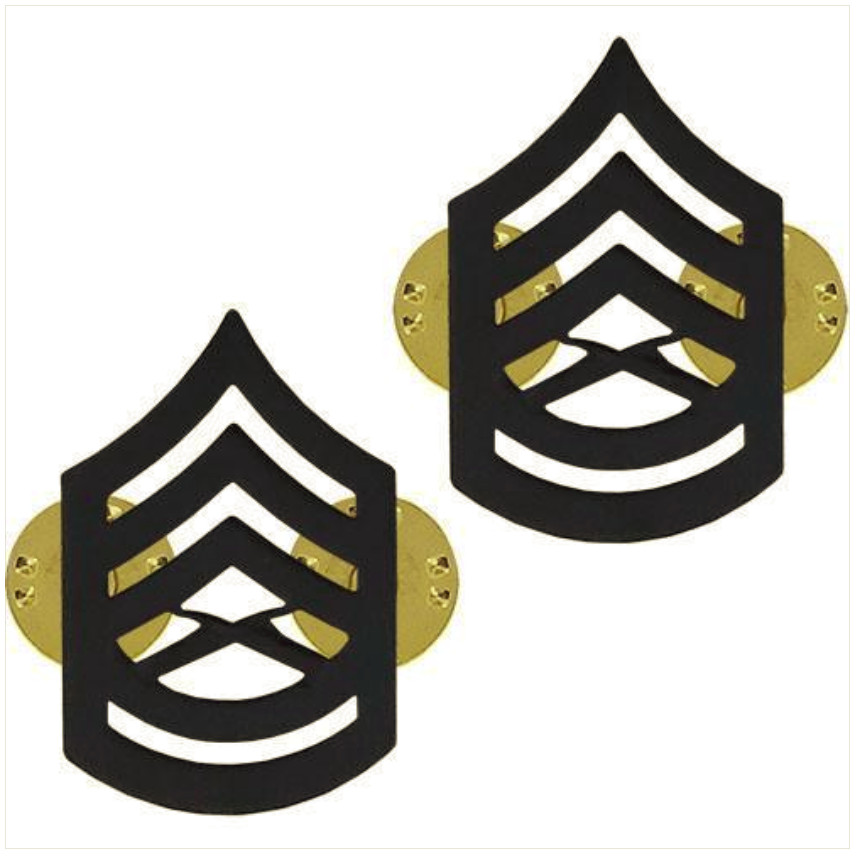 Vanguard MARINE CORPS CHEVRON: GUNNERY SERGEANT - BLACK METAL, SOLID BRASS