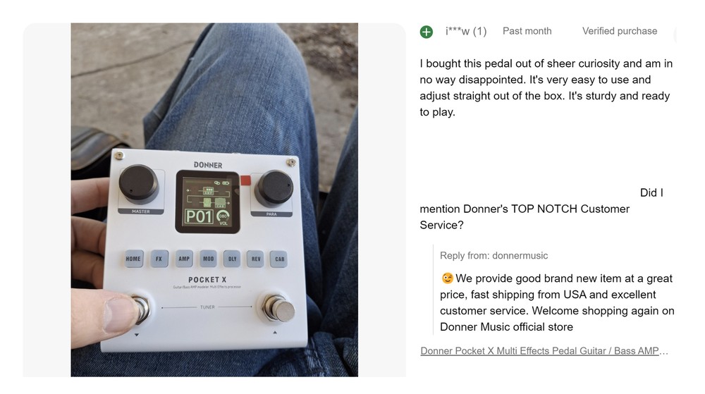 Donner Pocket X Multi Effects Pedal Guitar 62 Effects Module Built in Battery