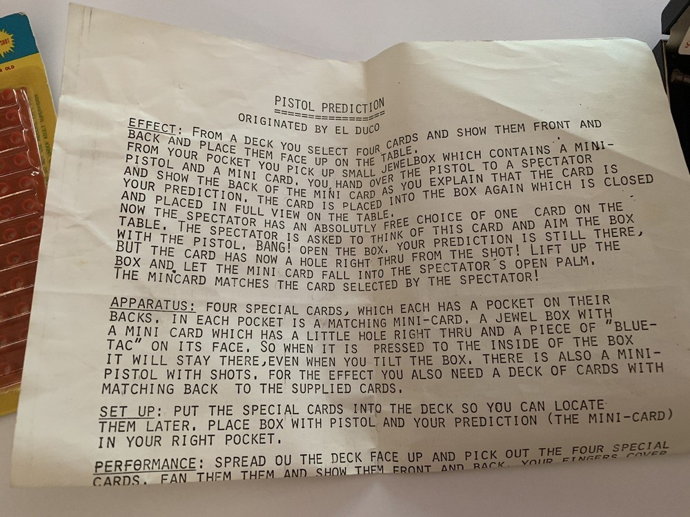 Vintage Pistol Prediction By El Duco Magic Trick 1981
