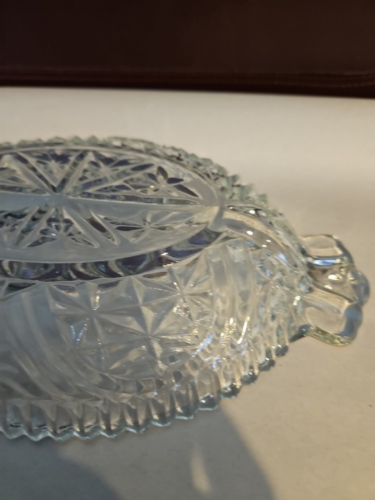 Clear Glass Serving Dish Divided 7.75" Opening