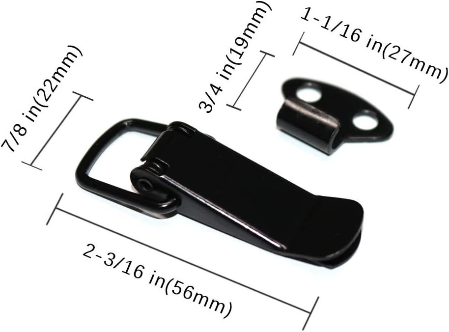 Black Toggle Latch, Steel Spring Loaded Catch Hasp