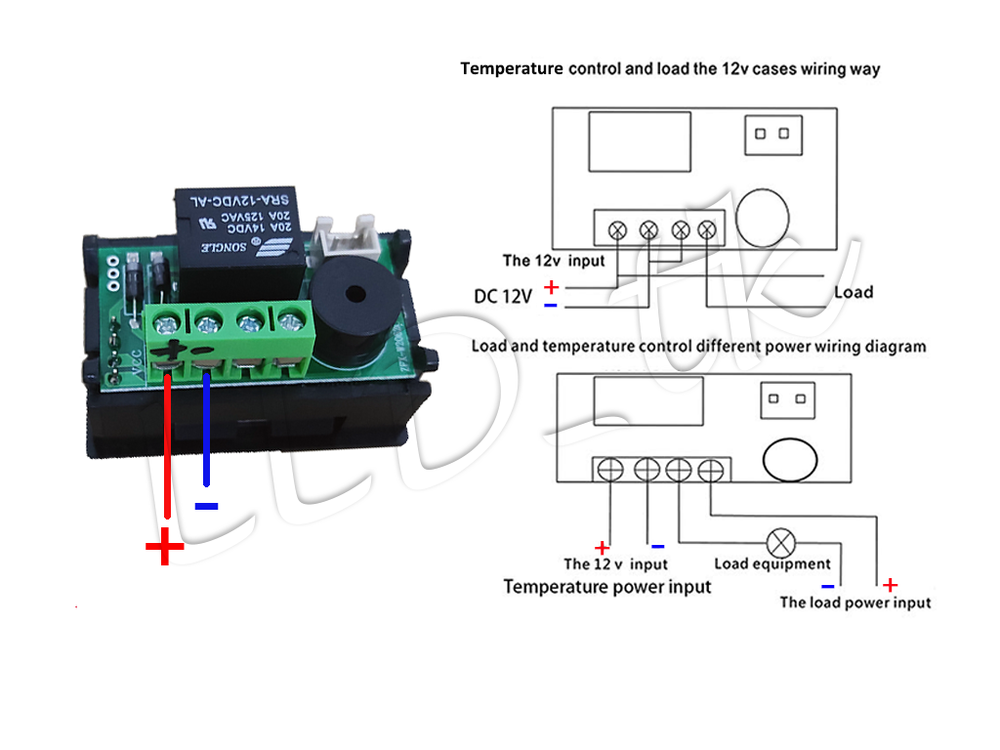 2 Pcs 12V Thermostat Controller Switch Temperature Sensor Digital Microcomputer