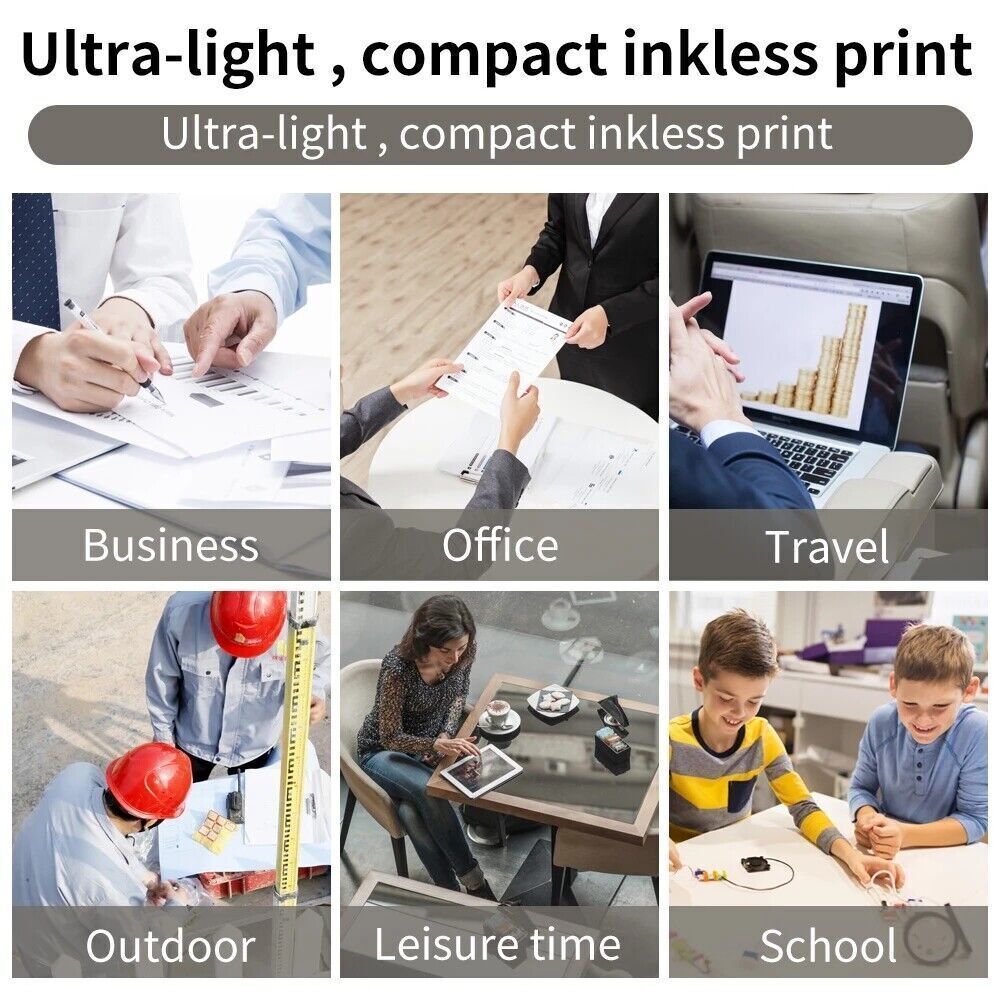 M08F Portable Bluetooth A4 Printer Inkless Thermal Printer for Android iOS PC
