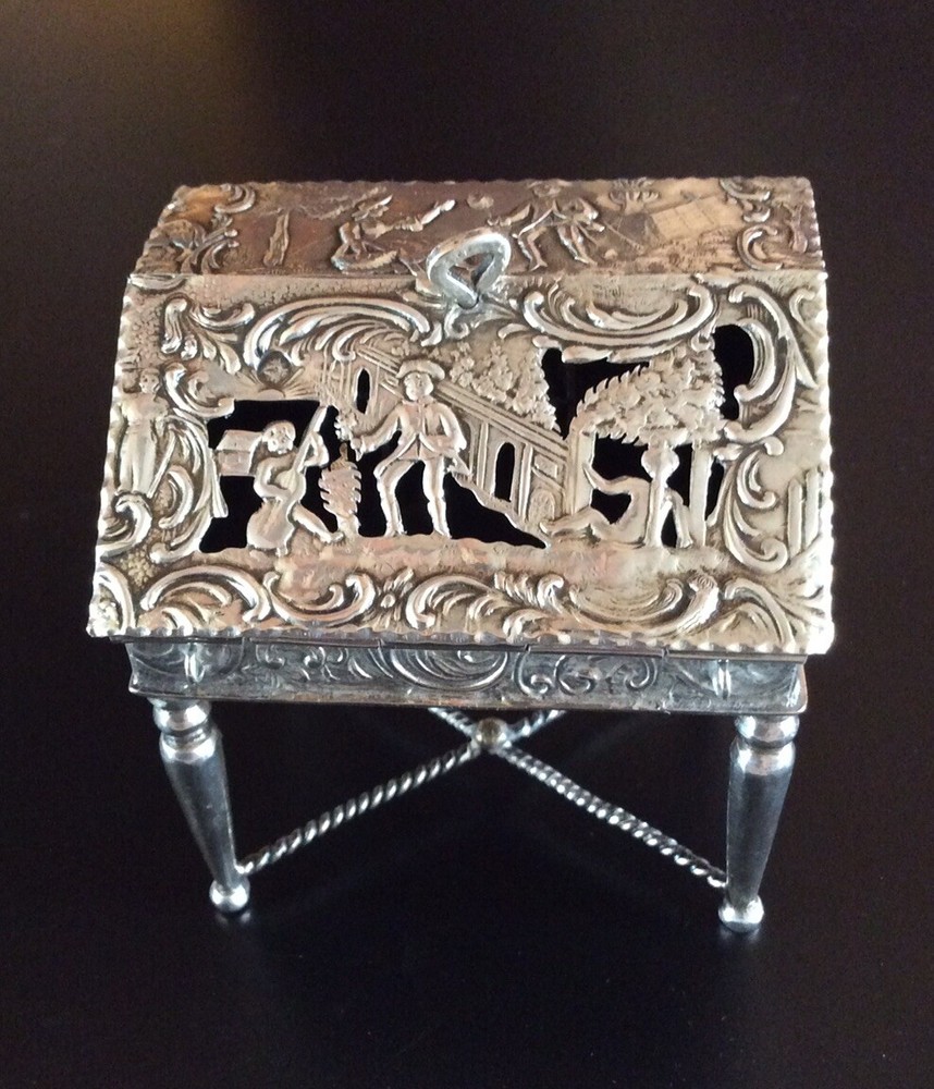 Antique Miniature Dutch Silver Desk