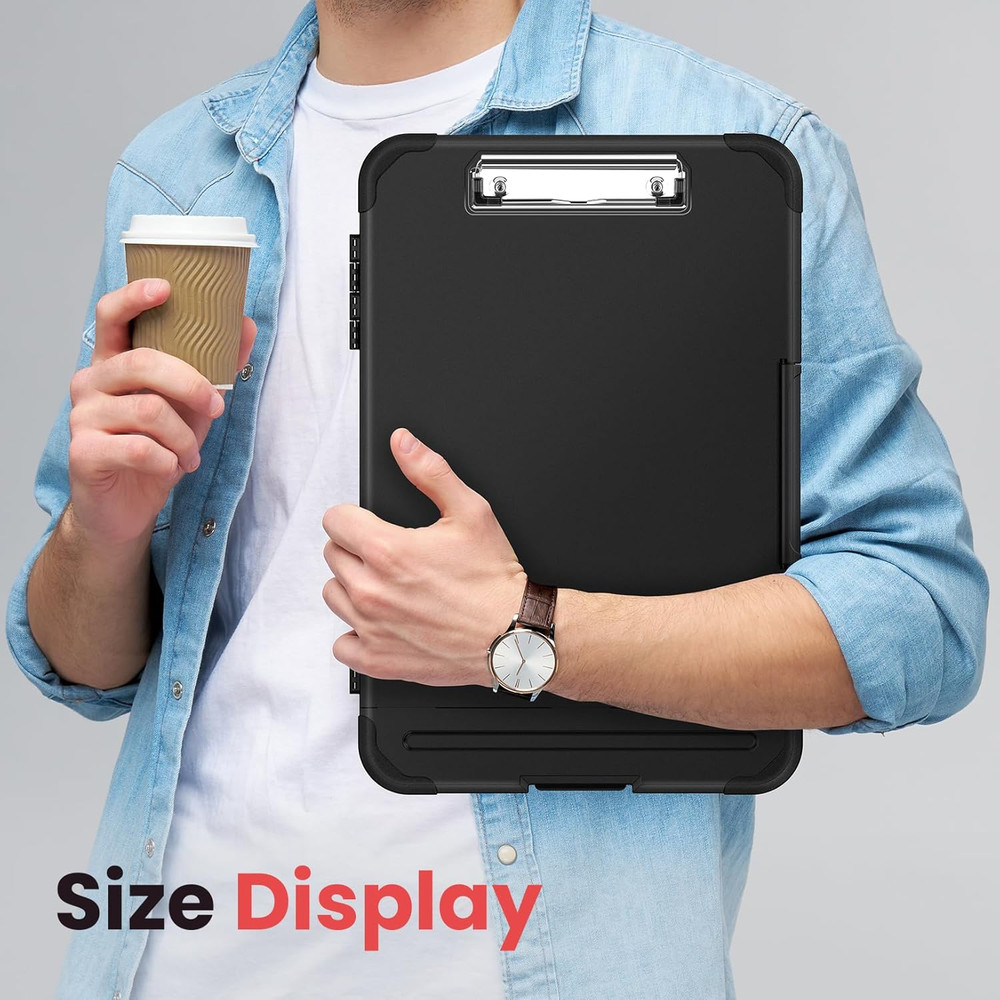 Reinforced Clipboard with Storage, Inner Plastic Folder Attached, Heavy Duty ...