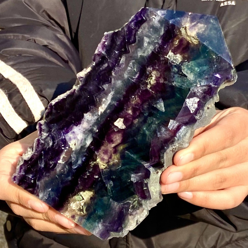 1.28LB Natural unique colored fluorite pillar quartz crystal sample