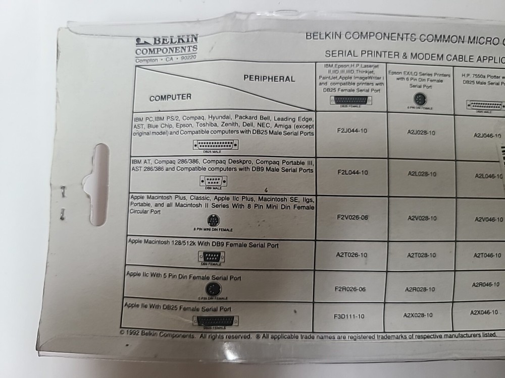 Belkin IBM Parallel Printer Cable DB25 Male/36 Male Centronics 10'