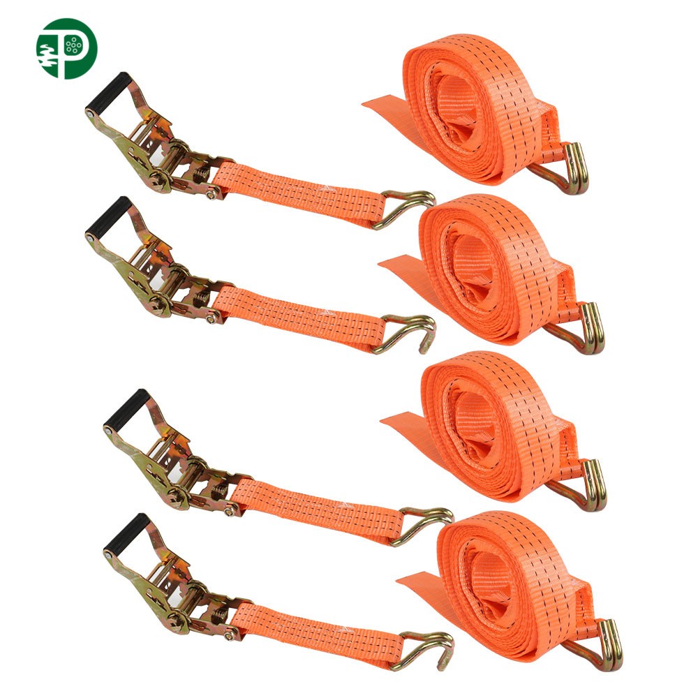 4 Pack 1.5" ×15' Polyester Ratchet Straps 4000 lb J Hook Tie Downs