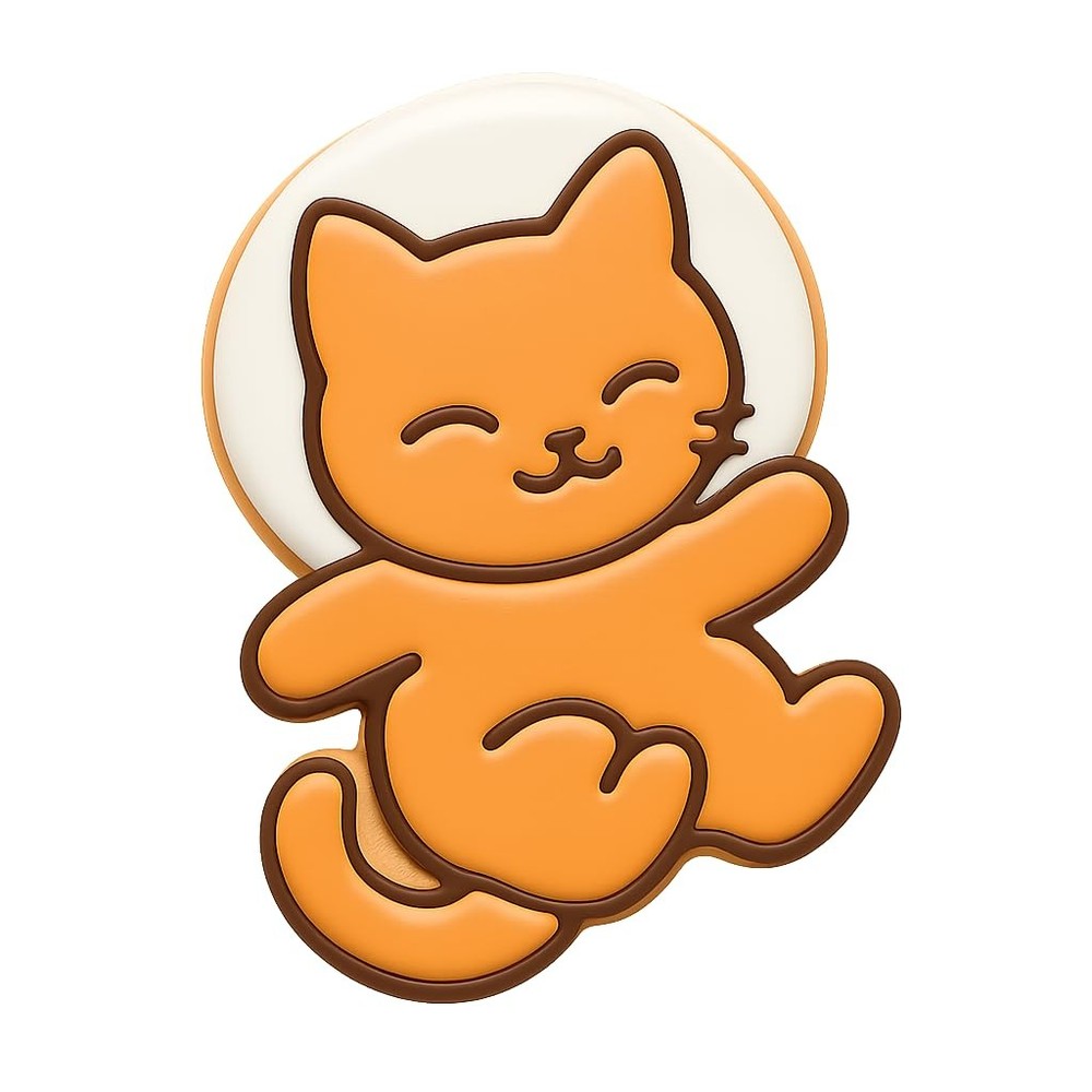 Floating Chibi Space Kitten Cookie Cutter & Stamp - 4x3.3