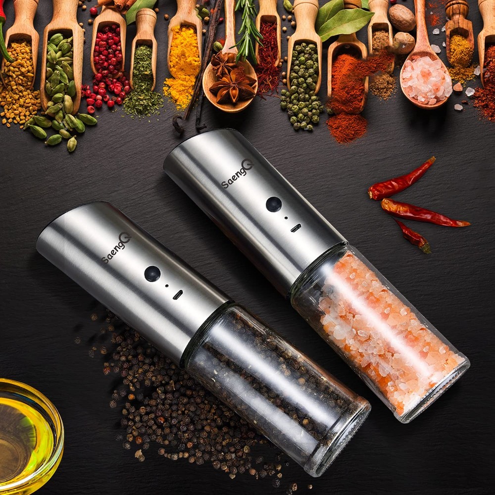 Salt and Pepper Grinders refillable 1 Pack,USB Rechargeable Kitchen Pepper Gr...