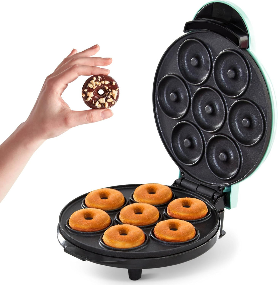 Aqua Mini Donut Maker - Non-Stick, Double-Sided, Space-Saving Design