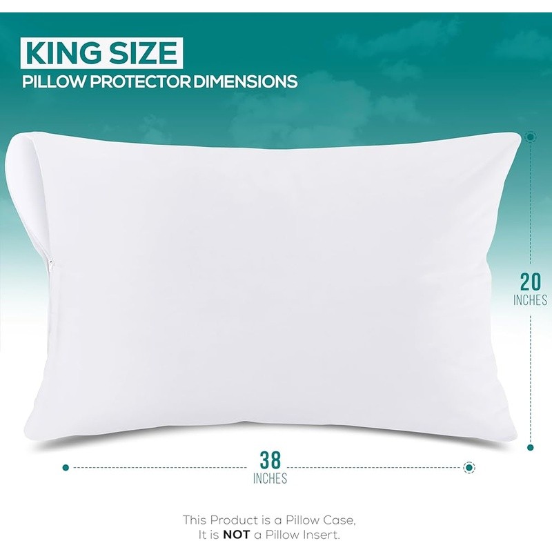 Waterproof Pillow Encasement 2 Pack Bed Bug Dust Mite Proof Machine Washable New