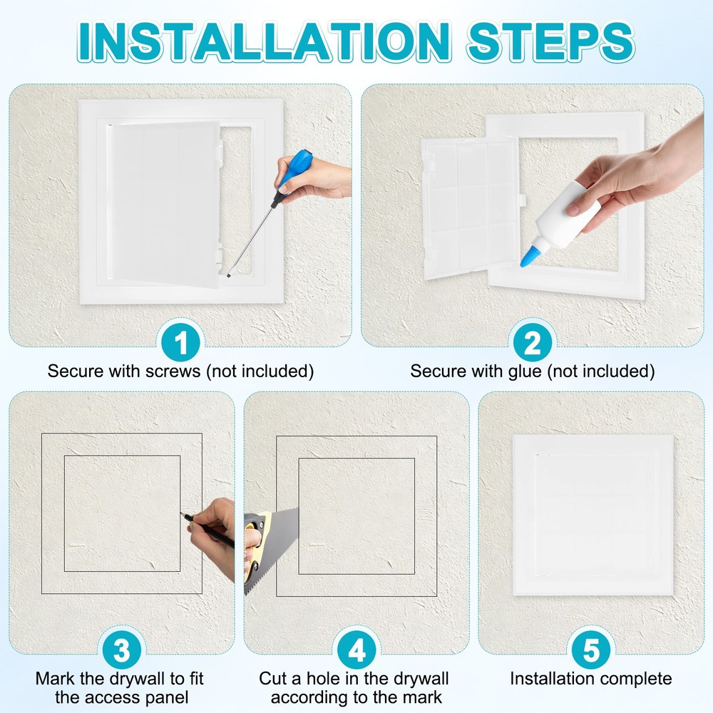 1-Pack Access Panel for Drywall, 5.7x6" Plastic Wall Hole Cover [White]