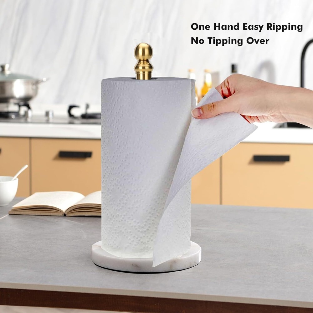 Kitchen Bathroom Vertical Paper Towel Roll Holder with Weighted Base