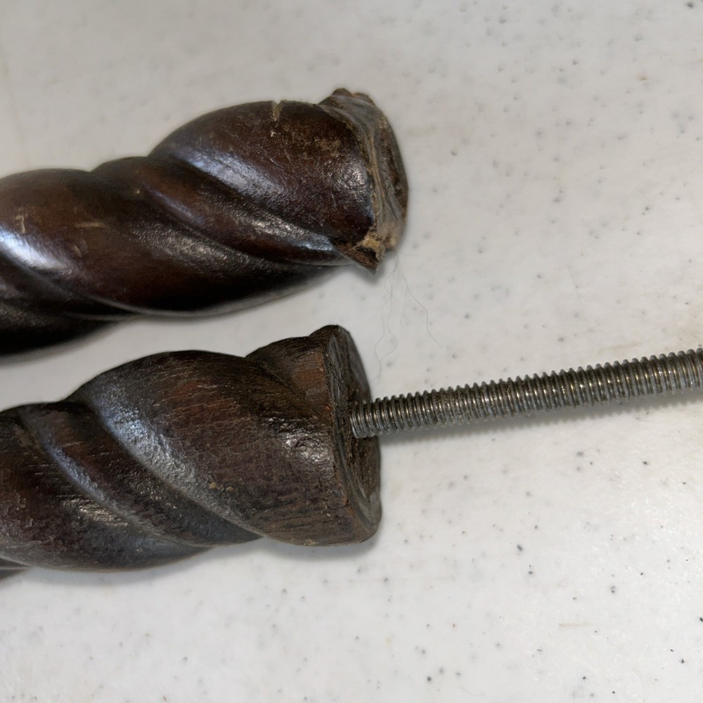 Pair Victorian Barley Twist Walnut Columns Posts 44 “ high 1 1/2” Dia