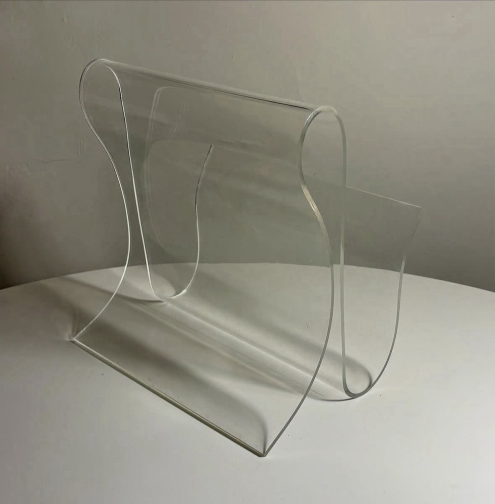 Vintage Sculptural Lucite Magazine Rack