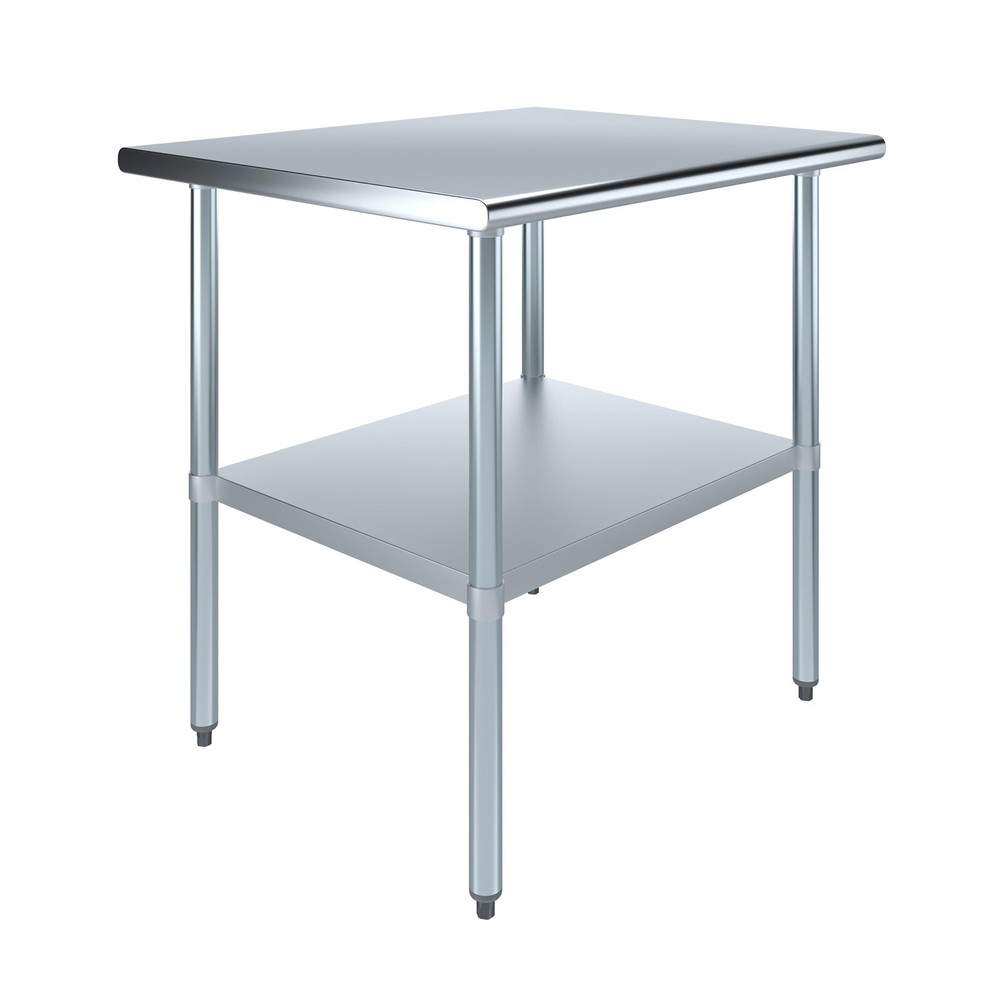 30" X 36" Stainless Steel Work Table With Galvanized Undershelf