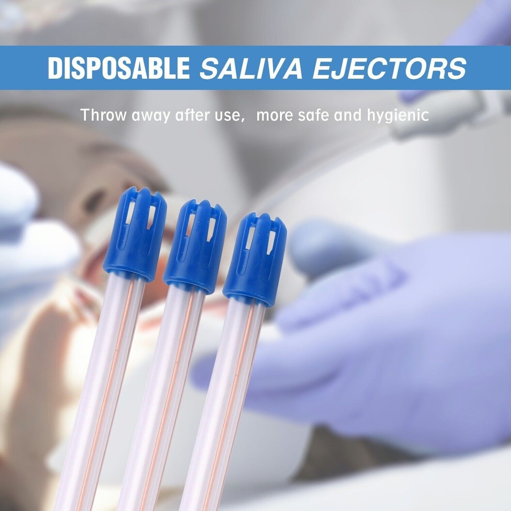 Dental Disposable Saliva Ejector Disposable Evacuation Suction Tips Clear/Blue