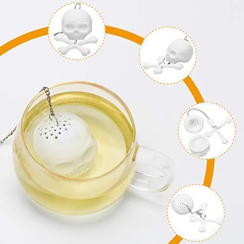 Leaf Tea Infuser, Silicone Tea Strainer, Coolrunner 2 Pcs Tea Bones Skull Tea