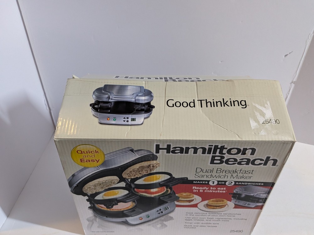 Hamilton Beach Dual Breakfast Sandwich Maker 25490 Small Kitchen Appliance Boxed