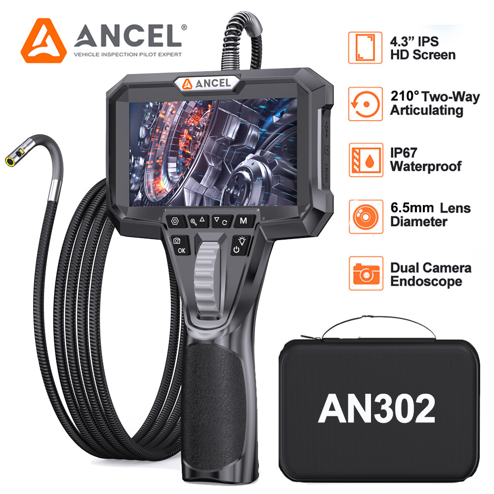 AN302 Dual Camera Endoscope 2-Way Articulating Borescope 3 Image Display Modes