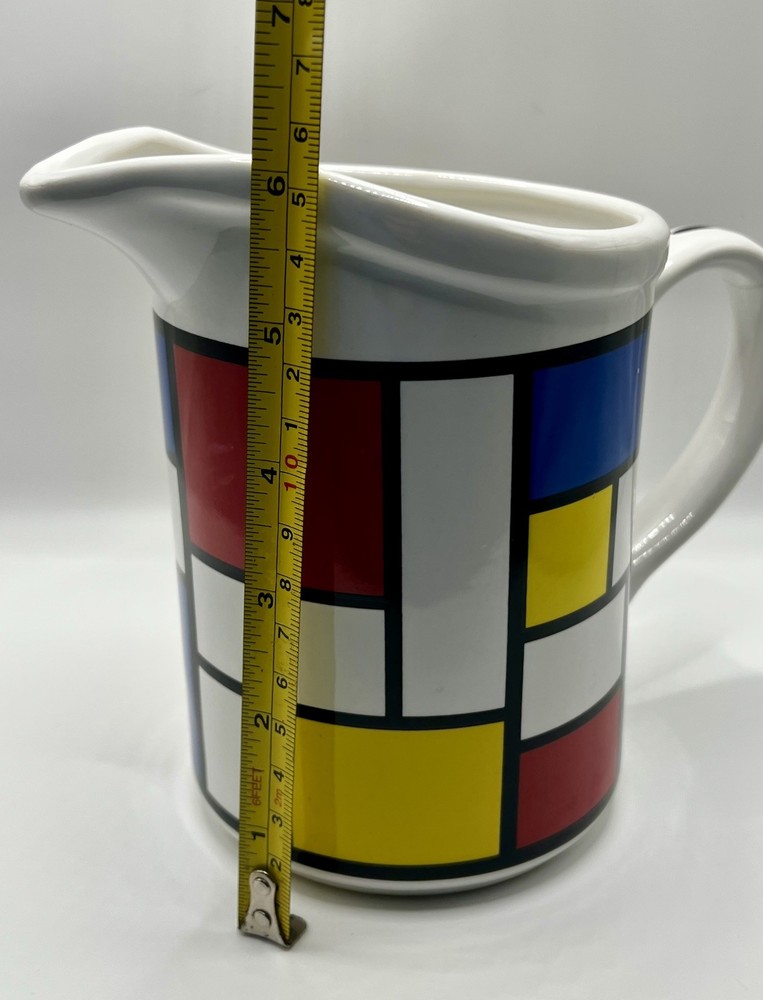 Mondrian Abstract Ceramic Pitcher 1991 Vintage Modern