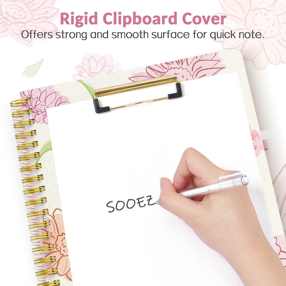 Clipboard Folio with Refillable Notepad, Folder with 10 Storage Pockets for L...